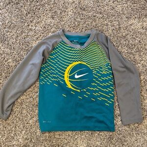 Nike Teal and Gray Dri-FIT Long Sleeve Shirt
